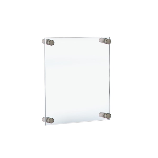 Azar Displays Floating Acrylic Wall Frame, Silver, Holds 8.5" x 11", Overall 12.5" x 15" 105514 - main